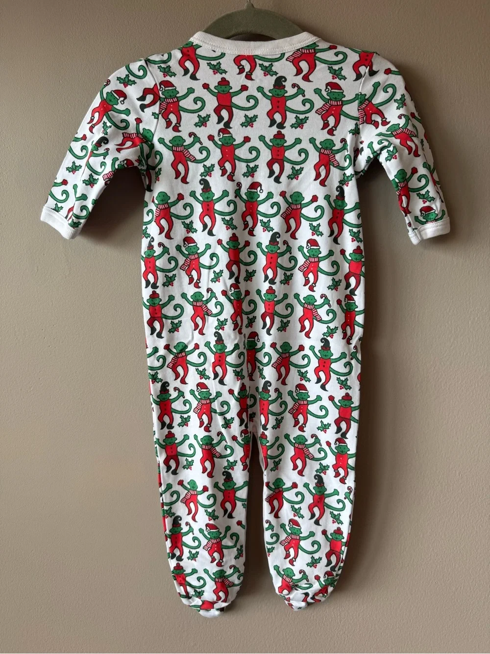 Roller Rabbit Baby Monkey Christmas Holiday Print One Piece Pajamas 3-6 Months